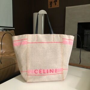 Celine Hippo Phantom linen tote